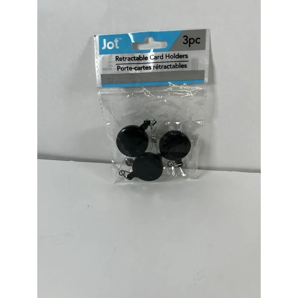 3x Clip-On Retractable Badge Reel | ID Card & Key Holder | Black | New‎